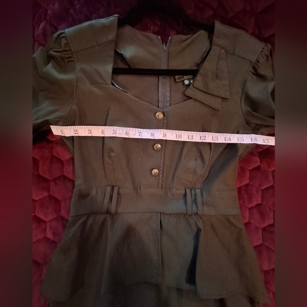 Stop Staring Alicia Estrada Olive Green Cadet Dress XL - Picture 3 of 6